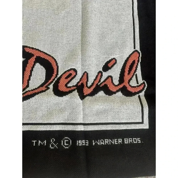 VTG 1993 Warner Brothers Tasmanian Devil In Love Throw Blanket Tassels - Picture 5 of 5